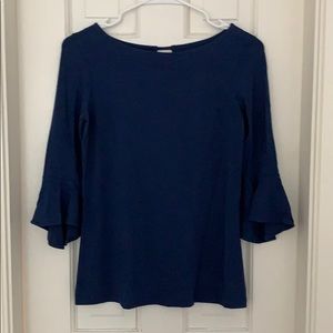Lily Pulitzer navy quarter ruffle sleeve top